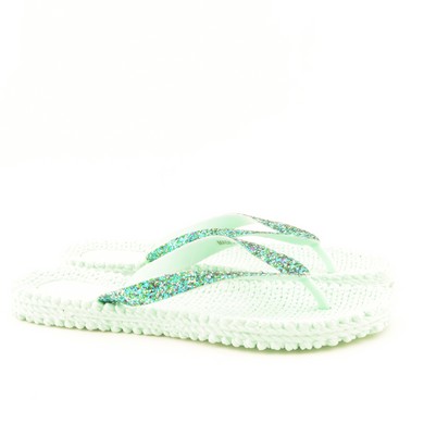 Slipper brede band dusty aqua