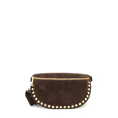 Doreen beltbag donkerbruin suede met studs