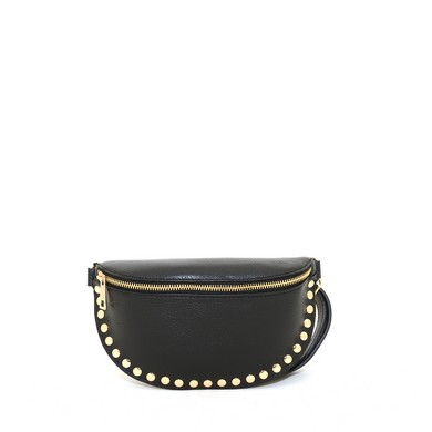 Doreen beltbag zwart leer met studs