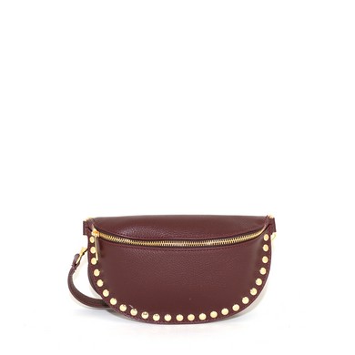 Doreen beltbag bordeaux leer met studs