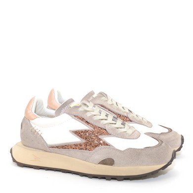 N10 HY115 pink glitter logo white brushed leather