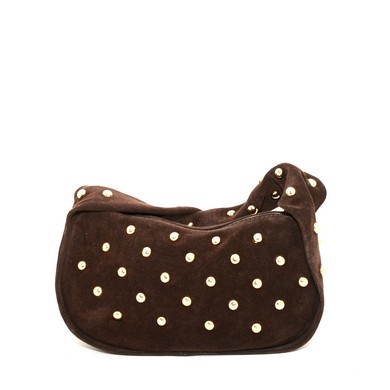 Doreen tas donkerbruin suede met studs