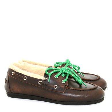 P1 Boat Loafer leather coffee