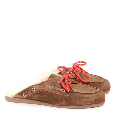 P5 Boat Loafer-Mule suede dark brown
