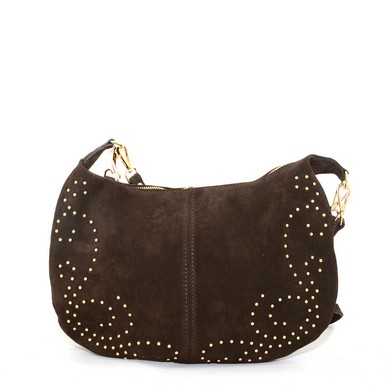 Doreen tas donkerbruin met gouden studs