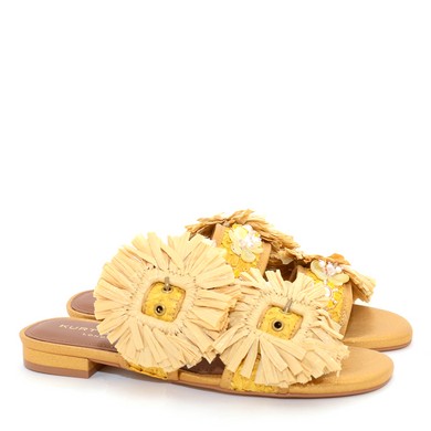 KG Raffia Buckle Flat Yellow W59