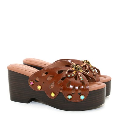 KG Butterfly Wedge Mule Dark Brown W58