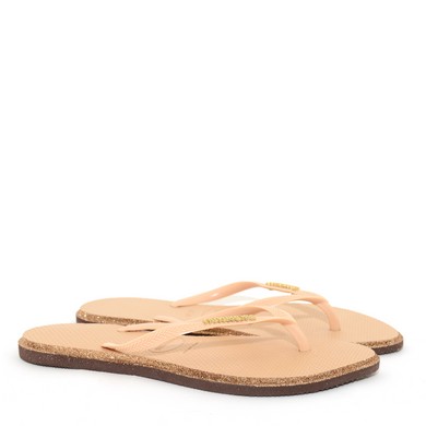 Slippers glitterrand caramel