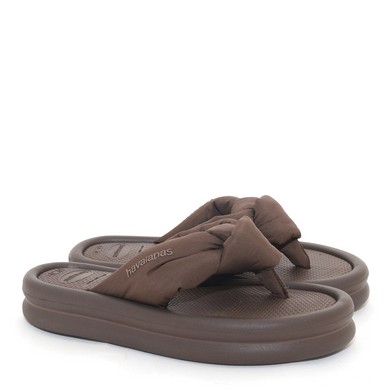 Slipper puffed donkerbruin