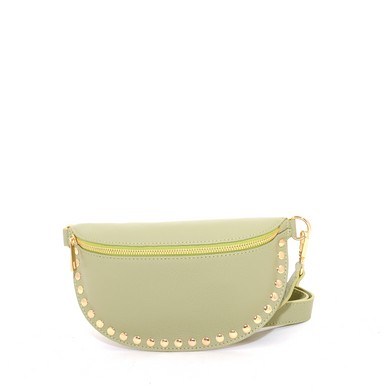 Doreen beltbag groen leer met gouden studs