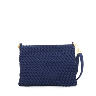 Doreen gevlochten tasje donkerblauw