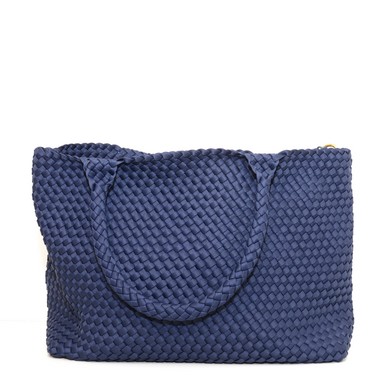 Doreen gevlochten tas donkerblauw