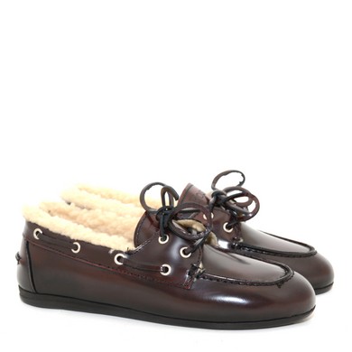 P27 Boat Loafer Fur burgundy