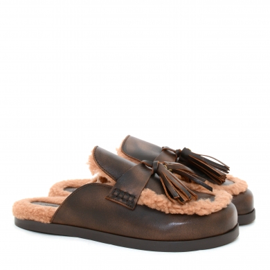 P29 Ranch Tassel Mule leather coffee