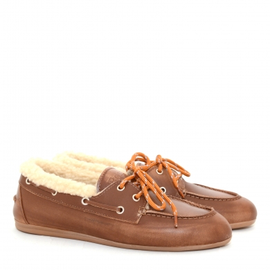P31 Boat Loafer Brushed Fur leather brown