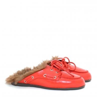 P32 Boat Loafer Mule Hairy Fur soft leather ferrari