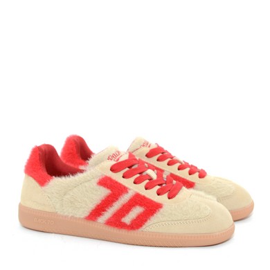 B23 Mohair cream/red