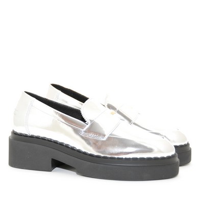 N23 Frankie Loafer Silver metallic shiny
