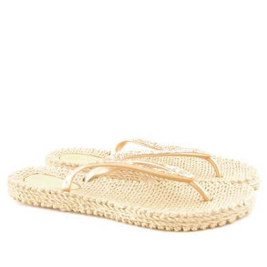 Slipper brede band platin